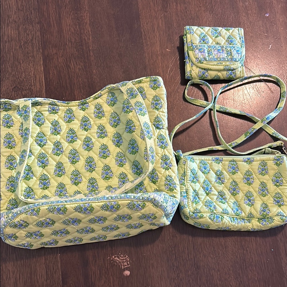 Vera Bradley Quilted Bag Set - Yellow Floral
